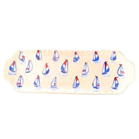 Red, White and Blue Sailboat Medium Handled Rectangular Tray