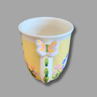 Yellow Bunny Mug with Butterfly Button