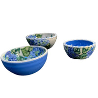 Blue Hydrangea Nesting Dip Bowls, set of 3