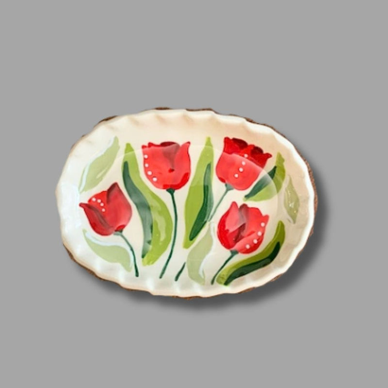 Red Tulip Oval Small Tray