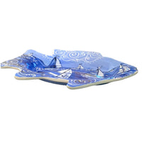 White and Blue Sailboat Fish Tray