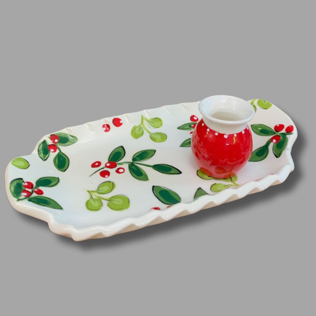 Winter Berry Small Handled Rectangular Tray