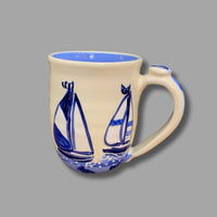 Blue and White Sailboat Mug
