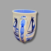 Blue and White Sailboat Mug