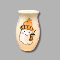 Friendly Ghost and Pumpkin Small Tall Vase