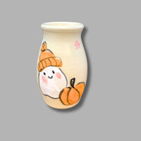 Friendly Ghost and Pumpkin Small Tall Vase