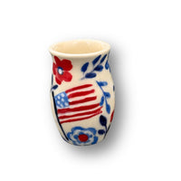 Red, White and Blue Floral Small Vase