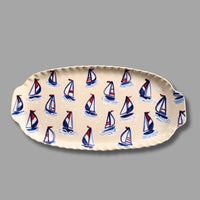 Red, White and Blue Sailboat Large Handled Tray