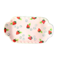Pink Strawberry Small Handled Rectangular Tray