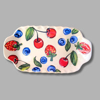 Triple Berry Small Handled Rectangular Tray