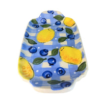 Lemon Blueberry Plaid Small Handled Rectangular Tray