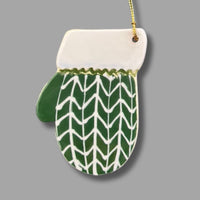Green and White Mitten Ornament