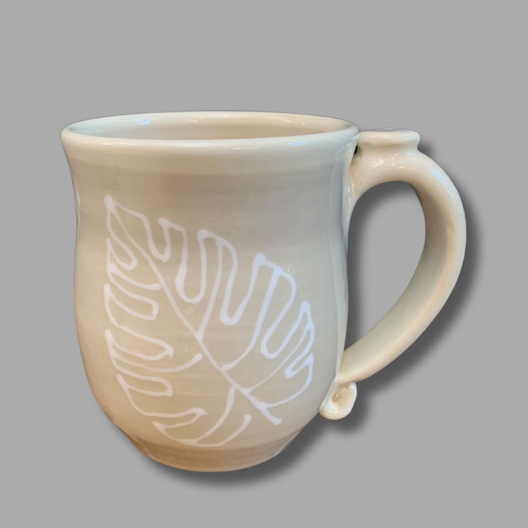Linen Monstera Leaf Mug