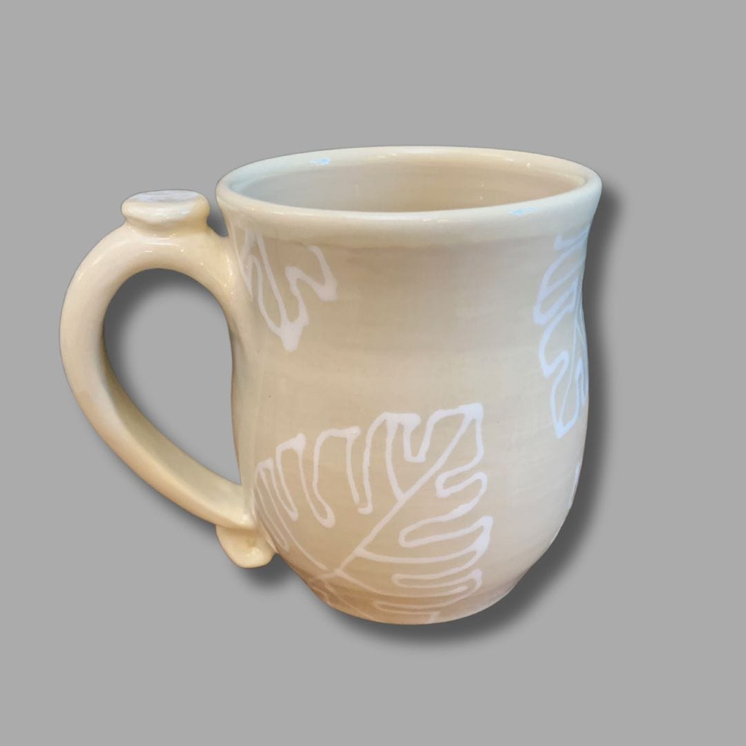 Linen Monstera Leaf Mug