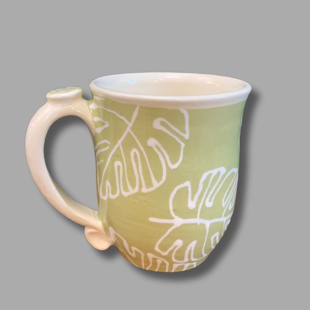 Sage Monstera Leaf Mug