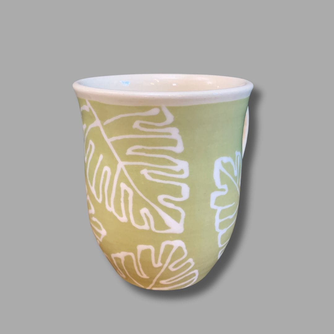 Sage Monstera Leaf Mug