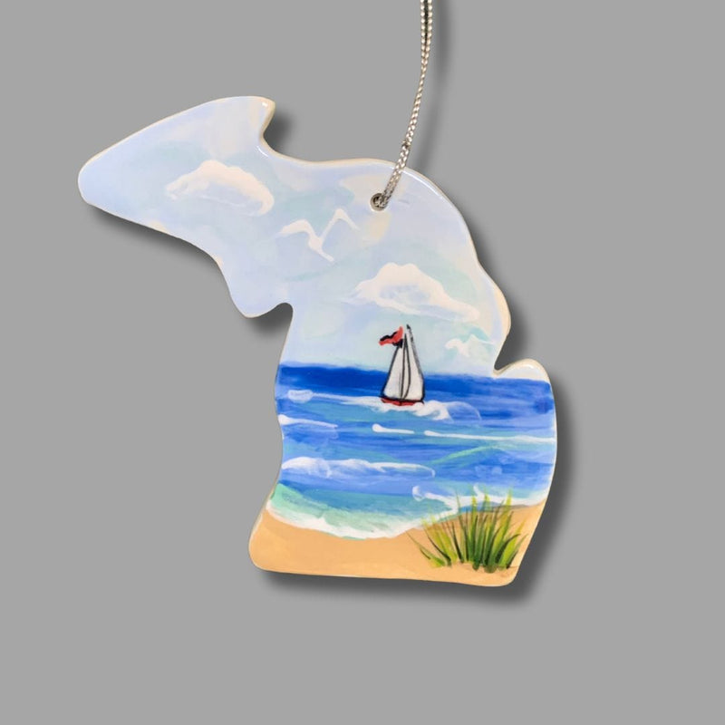 New Michigan Sailboat Ornament (with UP)