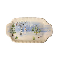 Winter Tree Small Handled Rectangular Tray