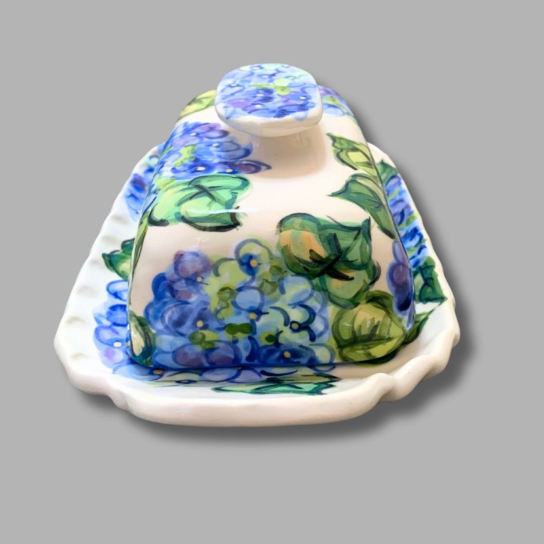 Blue Hydrangea Butter Dish