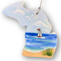 New Michigan Sailboat Ornament (with UP)
