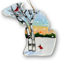 Michigan Winter Birch with Sunset Ornament (with UP)