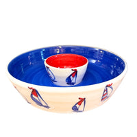Red, White and Blue Sailboat Chip Dip Bowl