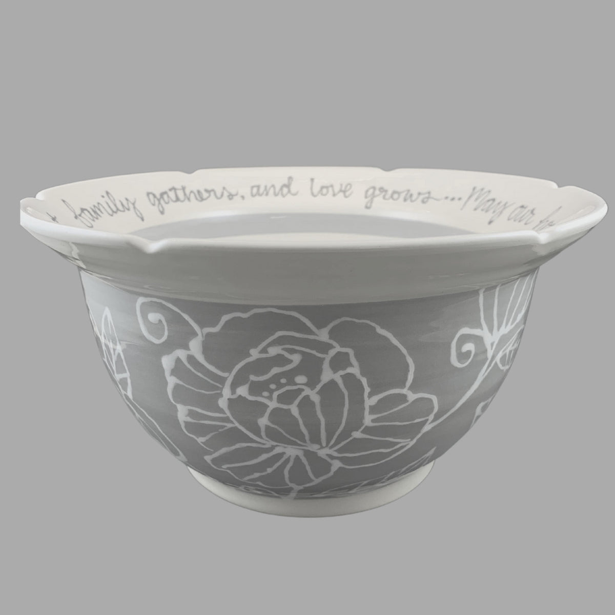 Full Color Floral Gray Medium Blessing Bowl