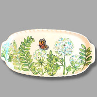 Queen Anne's Lace and Monarch Tray (large handled tray)