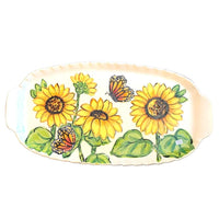 Sunflower and Monarch Large Handled Tray