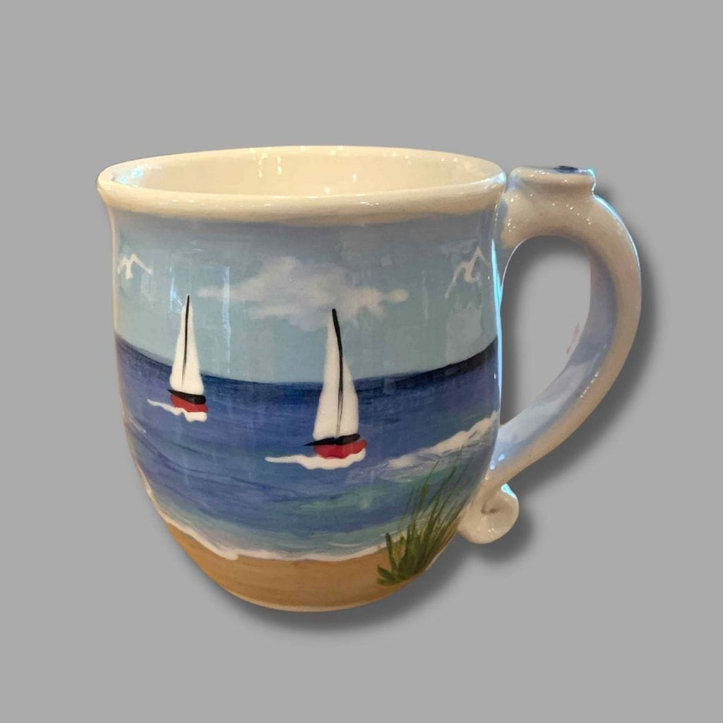 Vintage nautical mug / no spill boat mug / schooner yacht ketch