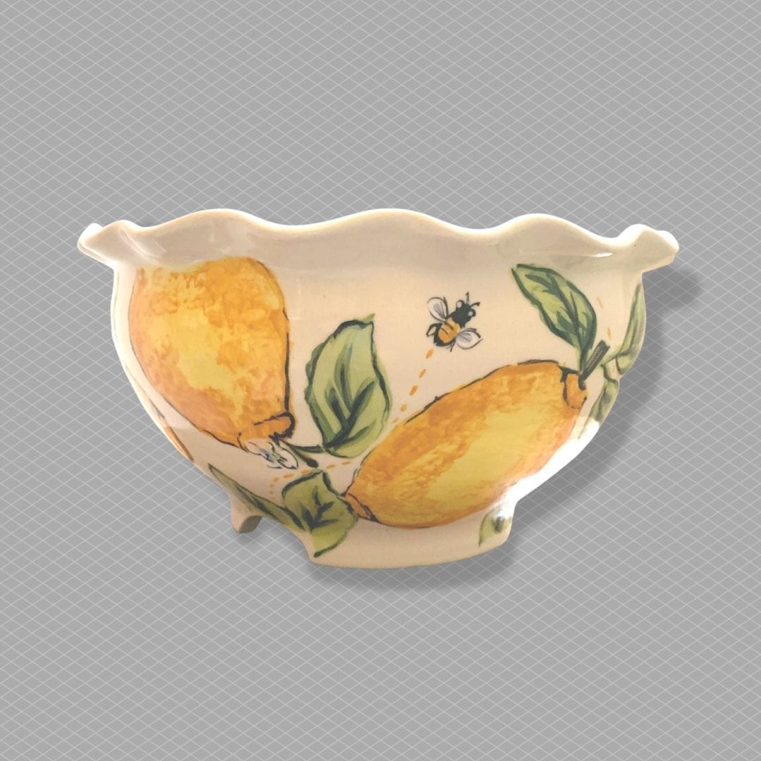 Lemon Bee Ruffle Bowl (One of a Kind)