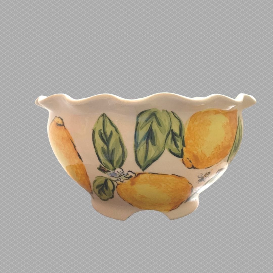 Lemon Bee Ruffle Bowl (One of a Kind)