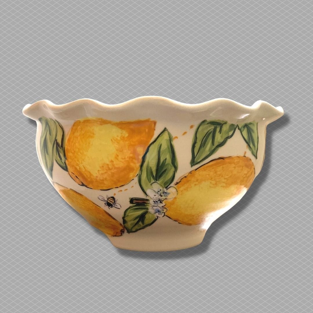 Lemon Bee Ruffle Bowl (One of a Kind)