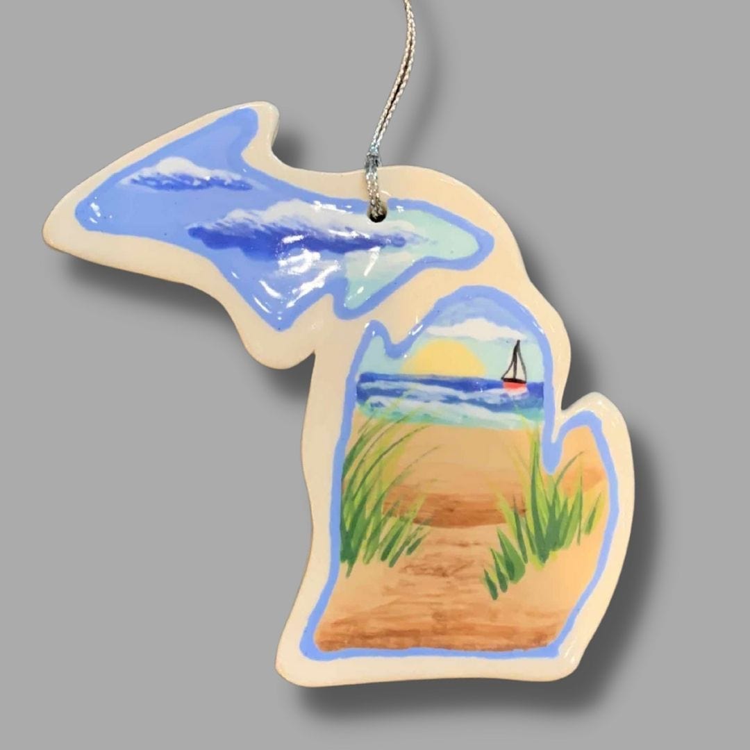 Michigan Sand Dune with Sailboat Ornament