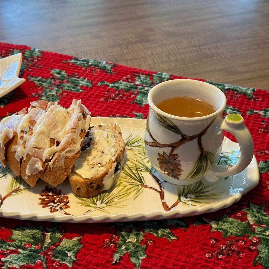 Snowy Pine Branch Large Handled Tray