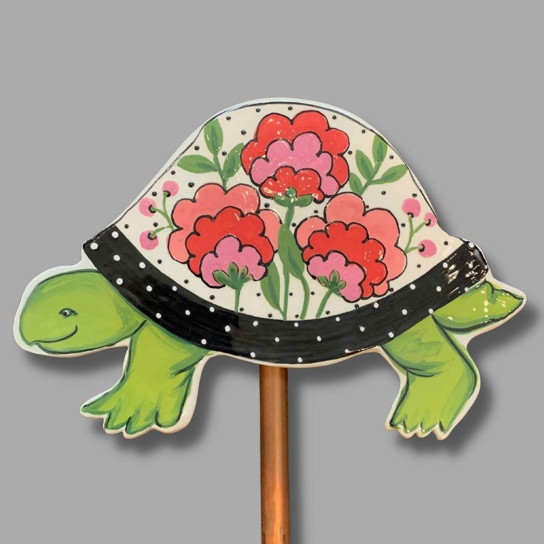 Floral Turtle Garden Stake (options)