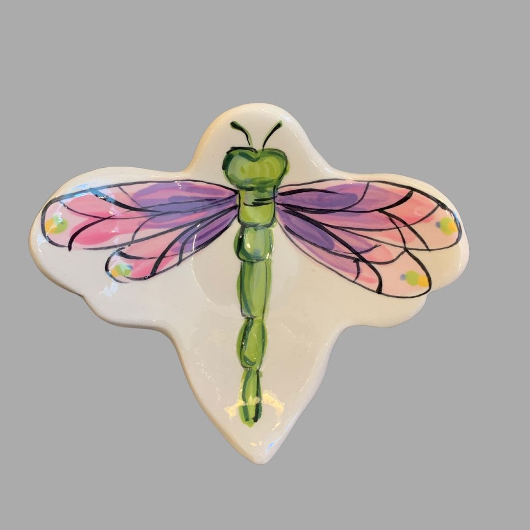 Pink Dragonfly Tea Bag Holder- Spoon Rest