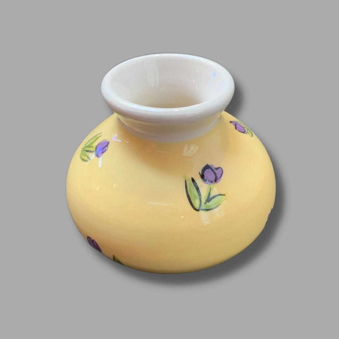 Yellow Bunny with Purple Tulip Small Vase