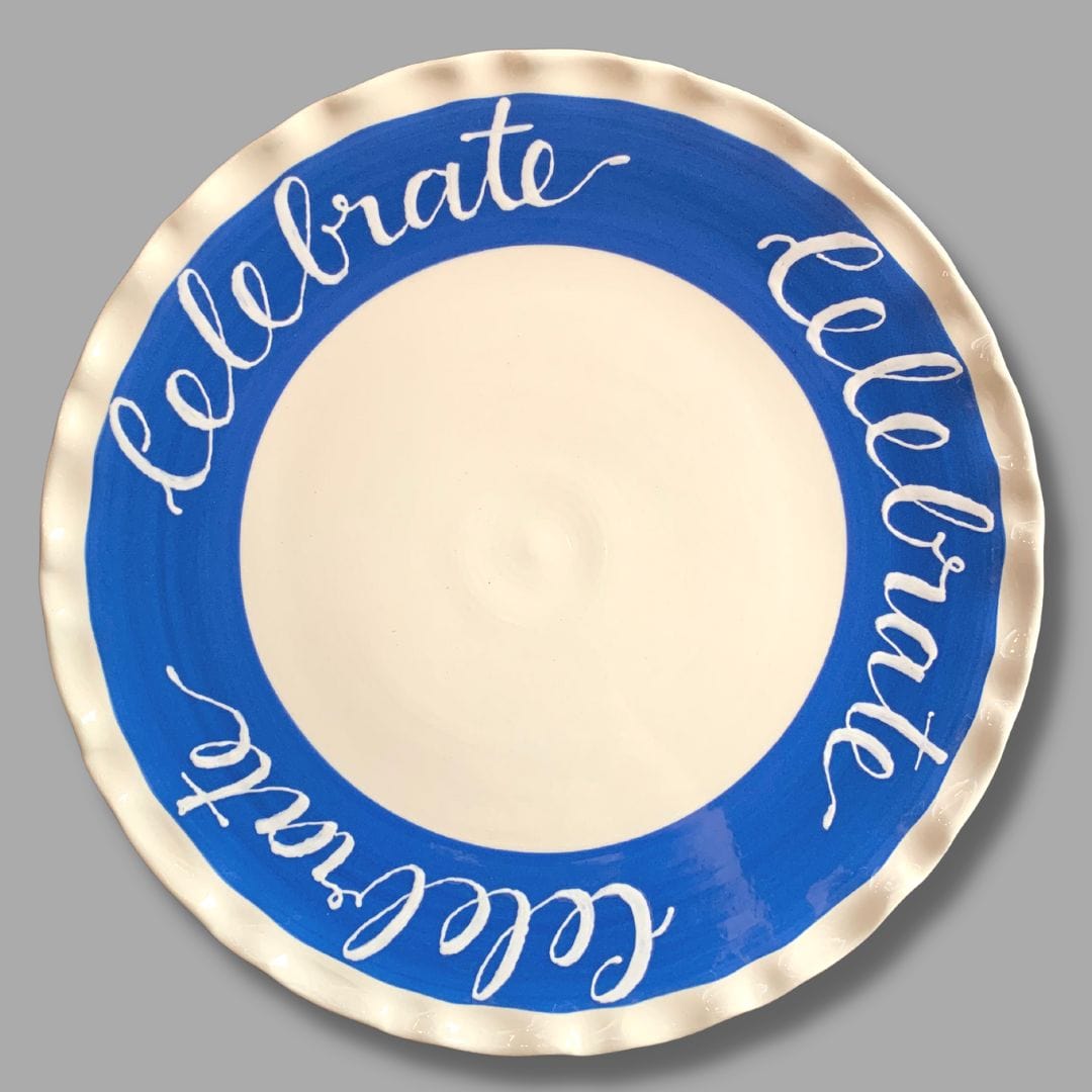 Dark Blue Celebration Large Plate Ready to Ship