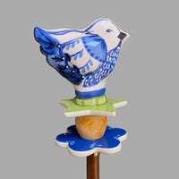 Blue & White Bird Garden Sculpture
