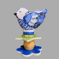 Blue & White Bird Garden Sculpture