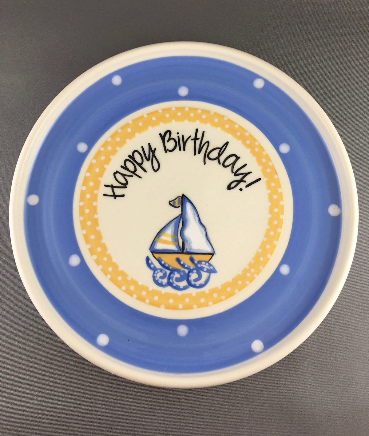 Sailboat Plate with Happy Birthday