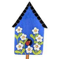 Blue Birdhouse Garden Stake