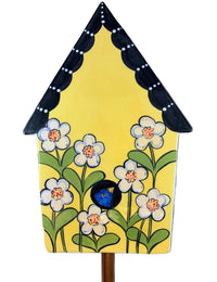 Yellow Birdhouse Garden Stake