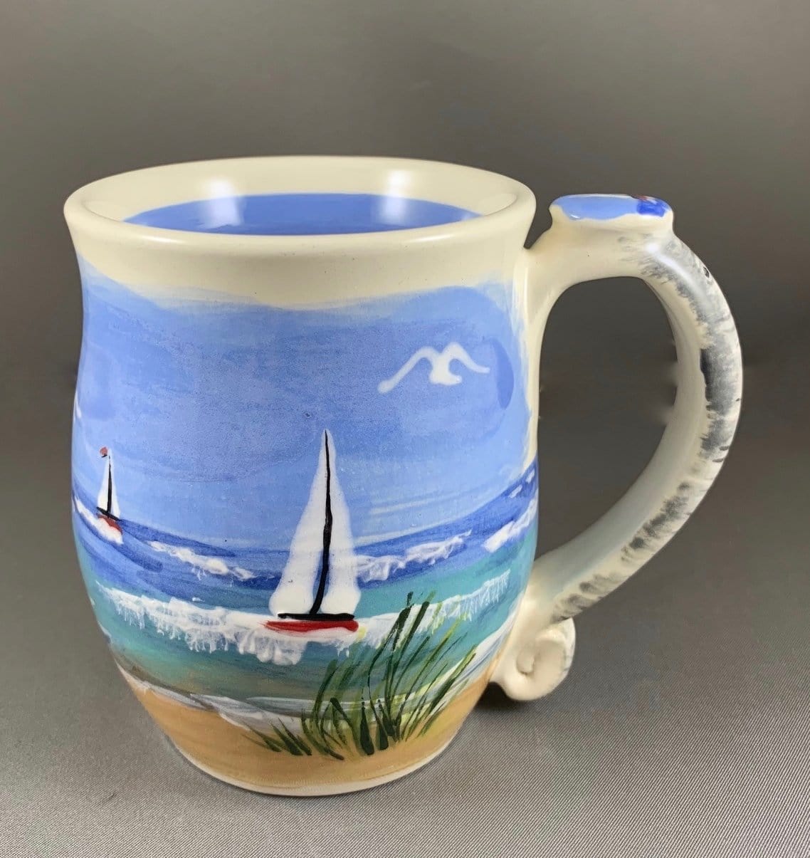 Sailboat Beach Scene mug 1 side