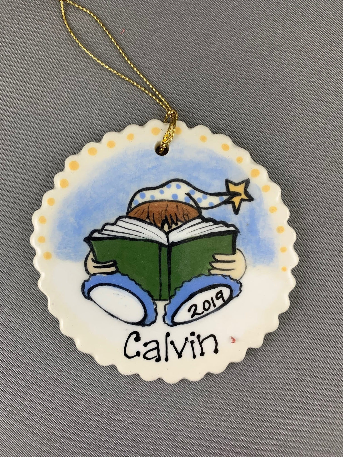 Little Reader Ornament (boy)