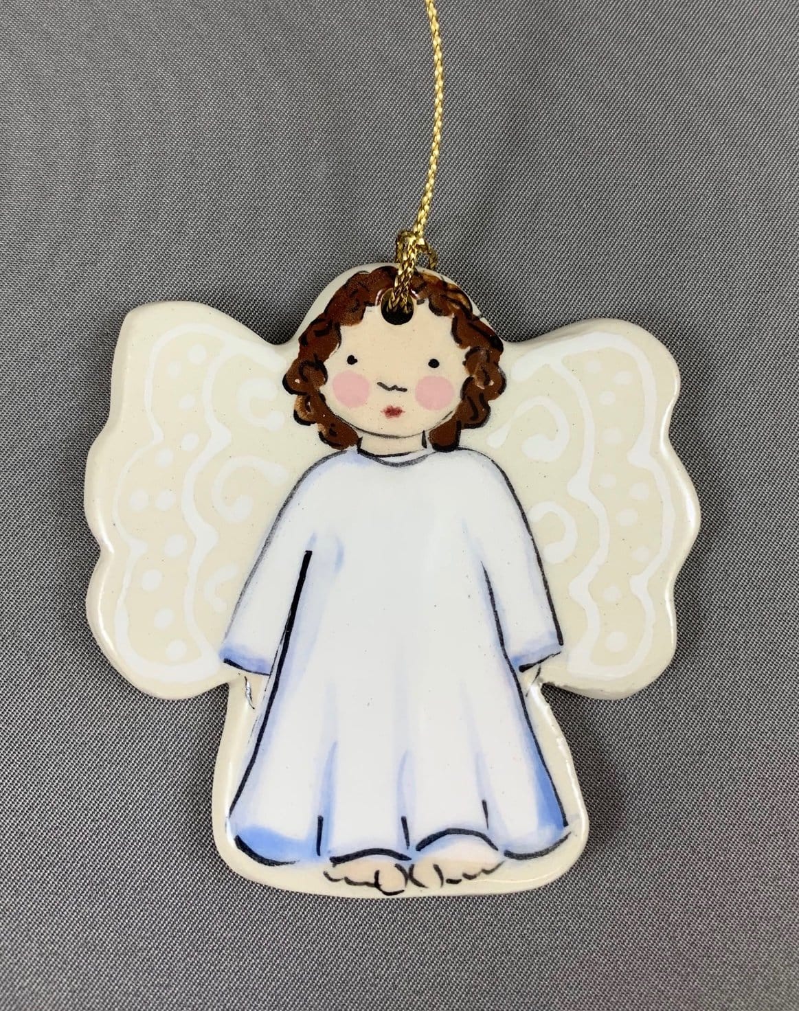 Angel Girl w/ Short Curly Dark Brown Hair