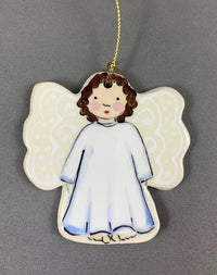 Angel Girl w/ Short Curly Dark Brown Hair