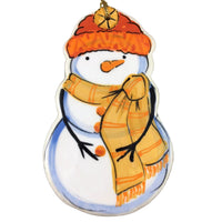 Small Snowman Ornament: Orange and Yellow