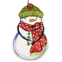 Small Snowman Ornament: Red and Green